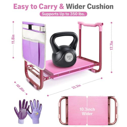 Garden Kneeler and Seat Heavy Duty, Foldable Gardening Stool Bench - color: Purple