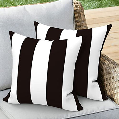 Outdoor 16x16 Inch Throw Pillow Covers Set of 2, All Weather Square Pillow Cases, Covers ONLY, Patio Cushion Pillow of Home Furniture Use, Cabana Black - color: Cabana Black, size: 16" x 16" (Pack of 2)