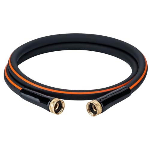 EASTRANS 3ft x 5/8" Black Garden Hose with 3/4" Female to Female Fittings - color: Black and Orange, size: 3FT Female to Female