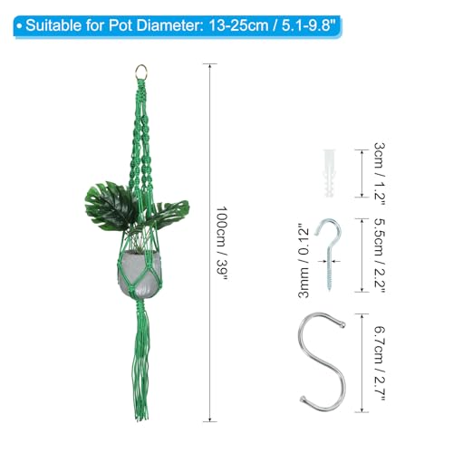 PATIKIL Macrame Hanging Planter, 2 Pack 39 Inch Handmade Hanging Plant Holders Flower Pot Hanger Flower Pot Hanger for Indoor Outdoor Decor, Dark Green - color: Dark Green