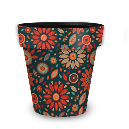 Briarwood Lane Everyday Planter 11.75 x 11 x 11 Orange and Teal Medium Floral - color: Org Teal Flor, size: Medium