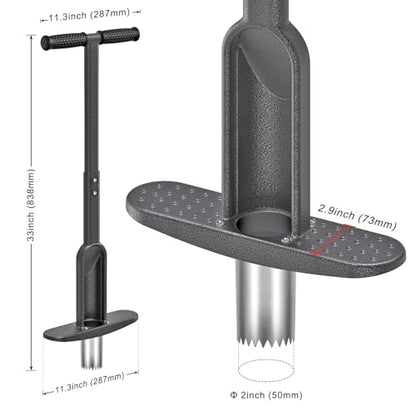 Dolibest Bulb Planter Tool w/Soft Rubber Grip, Grass Plugger Tool w/Stainless Steel Sharp Serrations, pre-Assembled Sod Plugger w/Centre Auto Dump Design for Lawn Planting Bulbs and Grass Repair - color: Black A-3.5'' depth