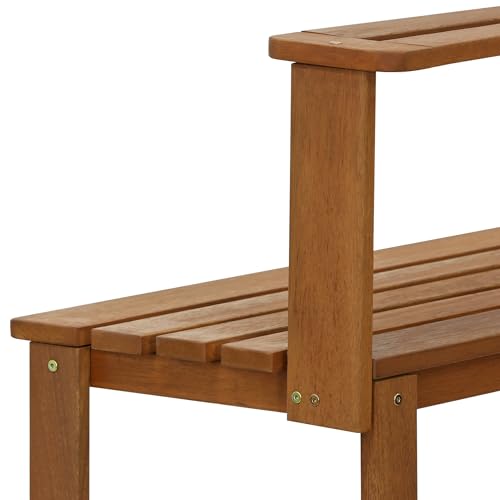 Furinno TIOMAN Potting Bench with Storage, Outdoor Potting Bench Table, Garden Workstation, with Shelves for Gardening, Potting, Planting, Light Wood