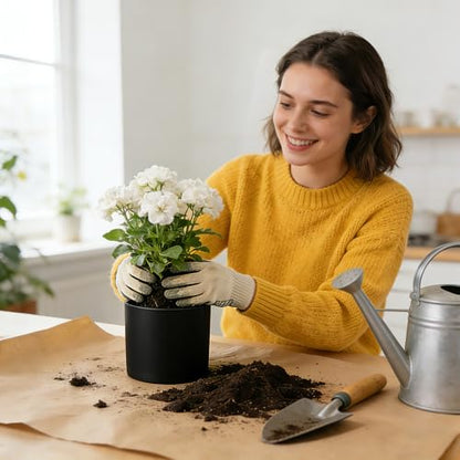 GARDIFE 3 Pack Cylinder Planter Set 10/9/8 Inch White Indoor Plant Pots - color: Black