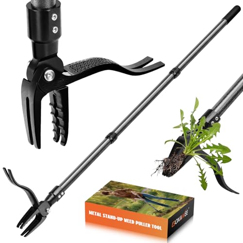 GOXAWEE Stand Up Weed Puller Tool with 45″ Long Handle, Manual Weeder Tool - color: Black Weed Puller Tool