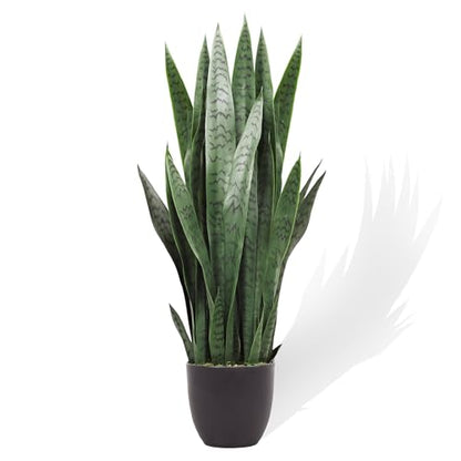 KOL 3FT Artificial Snake Plant, 35in Fake Sansevieria Indoor Outdoor - size: 1 PC