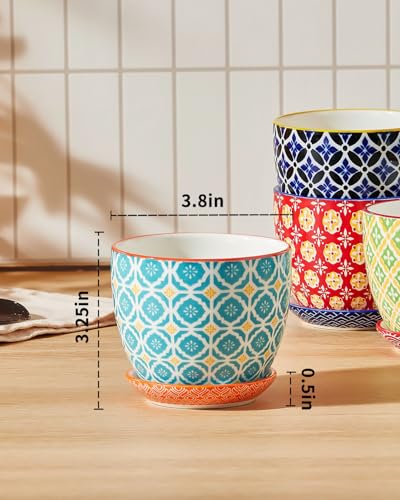 Metahom 3.8 Inch Succulent Pots, Ceramic Pots for Plants, Set of 4 - size: 3.8 inch