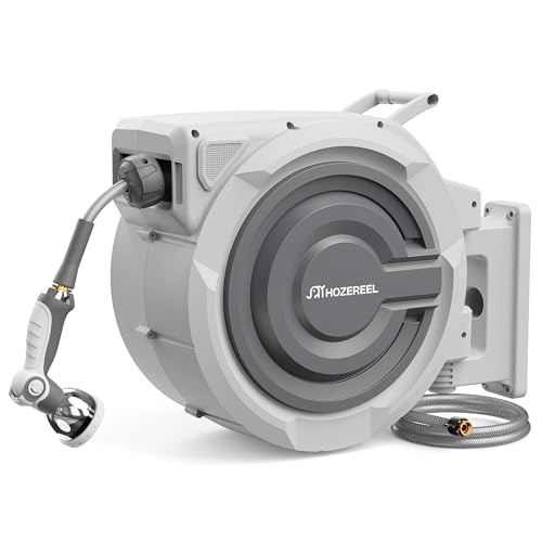 Retractable Hose Reel 1/2"x 150ft, Retractable Garden Hose - size: 1/2" 150 FT Hose & Reel