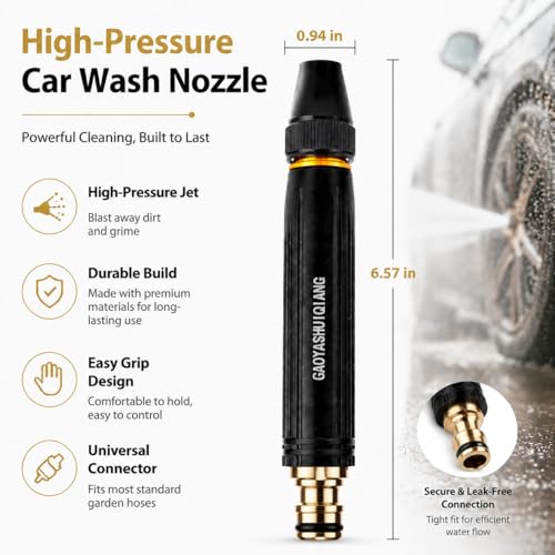 High Pressure Hose Nozzle Set, Heavy Duty Adjustable Water Gun with Dual Connector, Garden Hose Sprayer for Car Wash, Outdoor Cleaning, Lawn Watering and Patio Care (Pacifier Interface*2) - color: Pacifier Interface*2