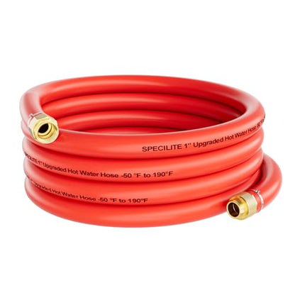 SPECILITE 1" x 25FT Hot/Cold Rubber Garden Water Hose, -50℉-190℉, Red - color: 1"ID Red, size: 25ft
