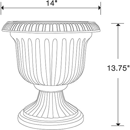 Southern Patio 2 Pack Utopian Urn Planter, Large 14 Inch Outdoor Pot, Lightweight Garden, Entryway, or Walkway Accessory with UV-Coated Finish, Stone