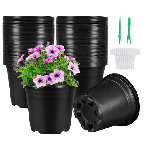 100 Pack 0.5 Gallon Plastic Plant Nursery Pots - size: 0.5Gallon(100pack)