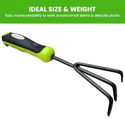 Garden Guru Hand Cultivator Rake Tiller Tool – High Carbon Steel for Ultimate Strength - Rust Resistant – Ergonomic Handle – Great for Gardening Cultivating Loosening Weeding - size: 1 Pack