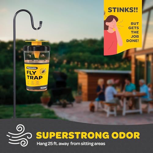 Outdoor Fly Trap [Set of 1] Fly Traps with Dissolvable Non-Toxic Bait - Fly Repellent for Outdoor Use Only - Controls Flies for Patios, Barns, Ranches Etc. Hanging Fly Traps with Tie Included - style: 1 Trap