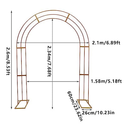 TFCFL Garden Arbor Arch 6.9 * 8.5 Ft Metal Wedding Arch, Heavy Duty Garden Trellis, Easy to Assemble, Garden Arbor for Climbing Plant Outdoor & Indoor, Party Ceremony Arches (Gold)