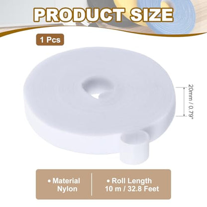 PATIKIL 0.8" x33FT Hook and Loop Tape Double-Sided Nylon Strips White - color: White, size: 0.8"x33FT