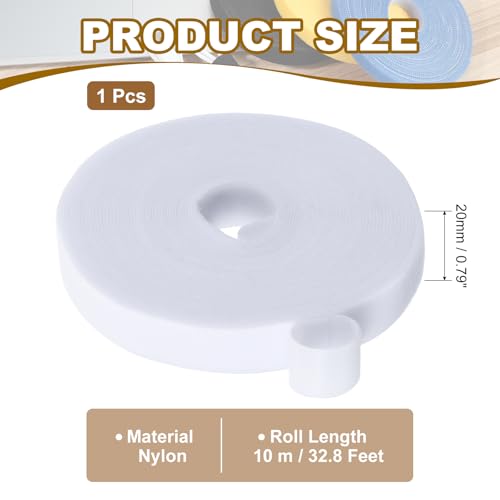 PATIKIL 0.8" x33FT Hook and Loop Tape Double-Sided Nylon Strips White - color: White, size: 0.8"x33FT