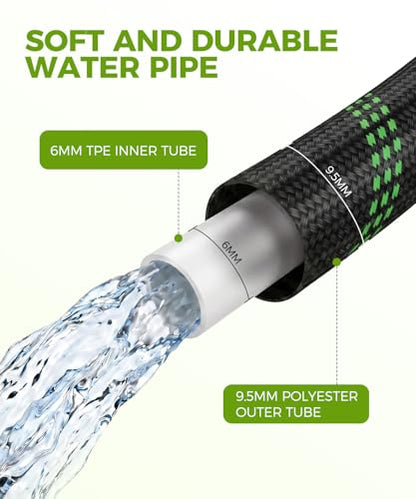 75ft Garden Hose，Non-Expandable Water Hose with 8 Function Spray Nozzle, Burst-Resistant，Kink-Free，Lightweight，Durable & Flexible 3/4" Garden Hose for Gardening, Yard，Lawn, Car Washing - size: 75ft-1