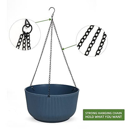 Dexceder 9.8 Inch Self Watering Hanging Planter (2 Pack, Deep Blue) - color: Deep Blue, size: 9.8 inch