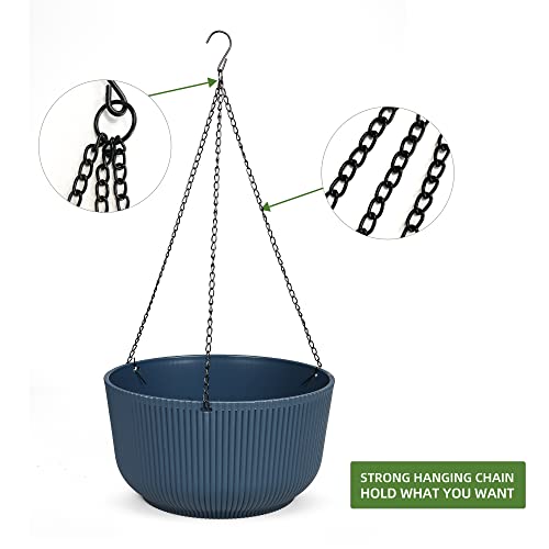 Dexceder 11.2 Inch Self Watering Hanging Planter (2 Pack, Deep Blue) - color: Deep Blue, size: 11.2 inch