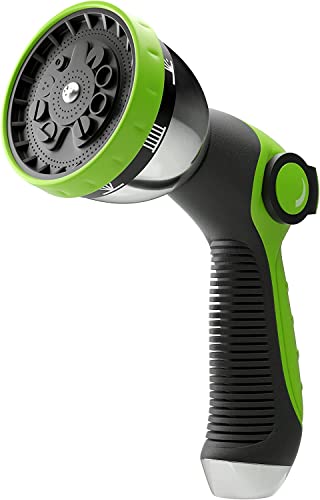 ALMA Garden Hose Nozzle Sprayer with Thumb Control On Off Valve - 10 Spray Pattern Garden Hose Sprayer Nozzle - Perfect Water Hose Nozzle for Outdoor