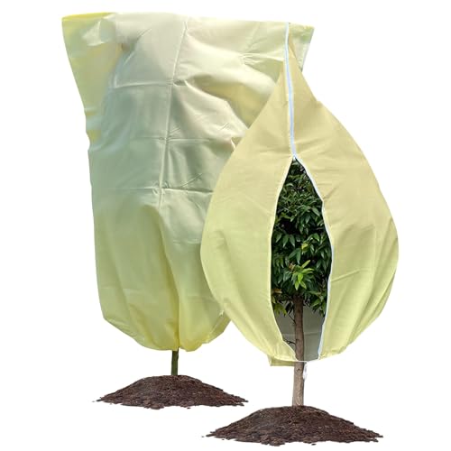 Plant Covers Freeze Protection, 2 Packs 40''W x 47''H Shrub Jackets with Zipper and Drawstring, Frost Cloth for Winter, Outdoor Plant Blankets for Cold Weather - size: 40''W x 47''H(2 Packs)