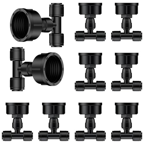 Pawfly 10 Pcs 3/4" to 1/4" Drip Irrigation Faucet Adapters, Quick Connect 3/4" FHT Faucet to 1/4" Tubing Connectors, Push-to-Fit Garden Hose Adapters, Anti-Leak Drip Irrigation Hose Connectors - size: 10pcs Dual-Port Adapters