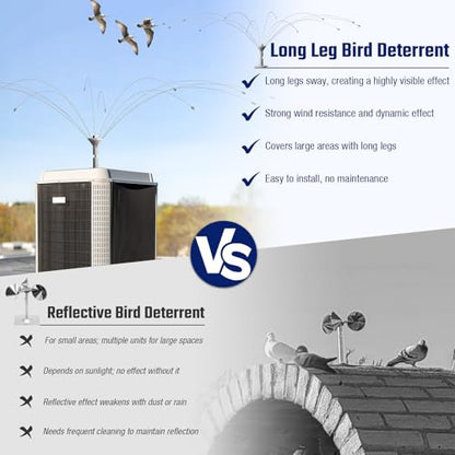 Salcod Bird Deterrent Outdoor, 360° Wind-Powered Stainless Steel Rods, 6ft - size: 6 ft