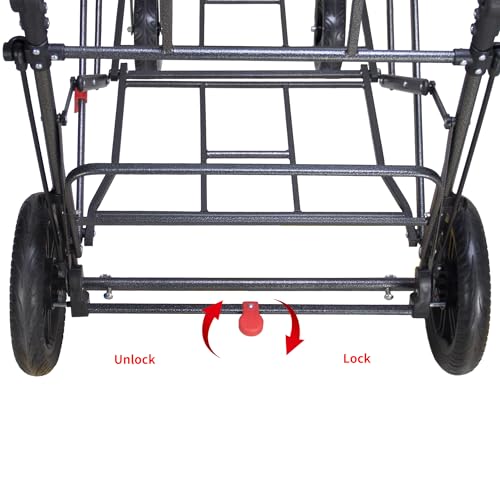 TMZ Collapsible Wagon with 2 Foldable Seats, Folding Cart with Removable Canopy, Heavy Duty Wagon 265LBS Load Capacity for Camping Garden Shopping (Grey) - color: Gray