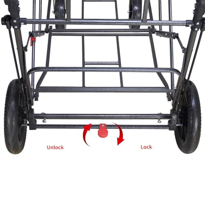 TMZ Collapsible Wagon with 2 Foldable Seats, Folding Cart with Removable Canopy, Heavy Duty Wagon 265LBS Load Capacity for Camping Garden Shopping (Grey) - color: Gray