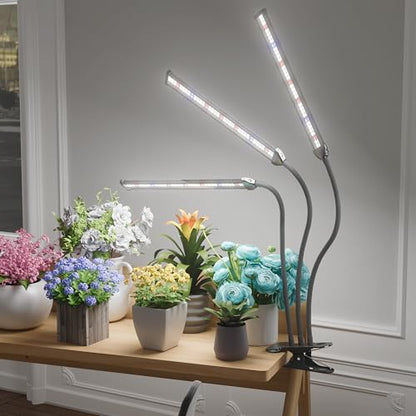 GooingTop Grow Light,24W (160Watts Equiv) 5000K White Full Spectrum LED Growing Lamp Clip on Desk for Indoor Plants,Bulbs Replaceable & Non-dimmable (Black, 120Watts) - size: 120Watts