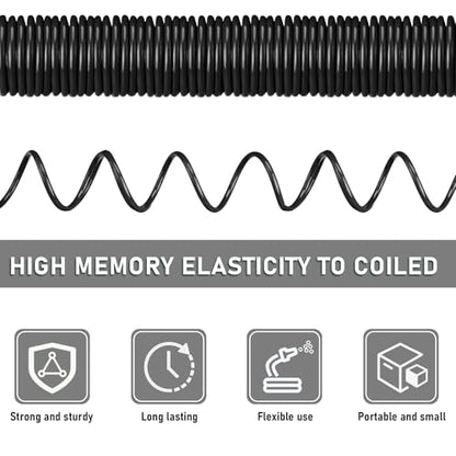 Pangda Expandable Coil Garden Hose 100 ft with Spray Nozzle, Black - color: Black, size: 100 Ft