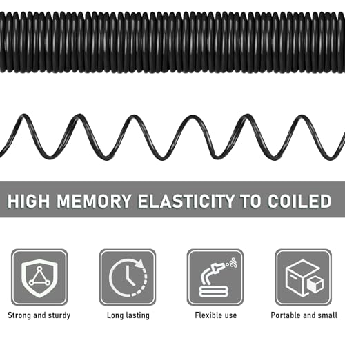 Pangda Expandable Coil Garden Hose 75 ft with Spray Nozzle, Black - color: Black, size: 75 Ft