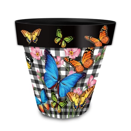 Briarwood Lane Spring Planter 11.75 x 11 x 11 Checkered Butterflies Medium - color: Checkered Butter, size: Medium