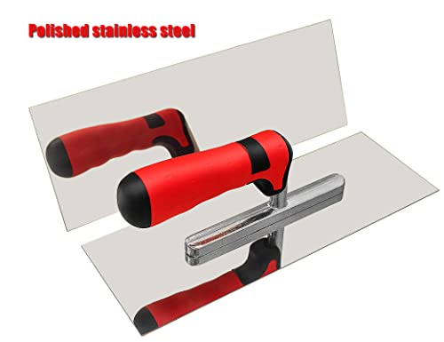 Concrete Tools Set Stainless Steel Flat Finishing Trowel 2 PC (8"x3" & 11"x4") Cement Drywall Plastering Tile Masonry Construction Hand Kit