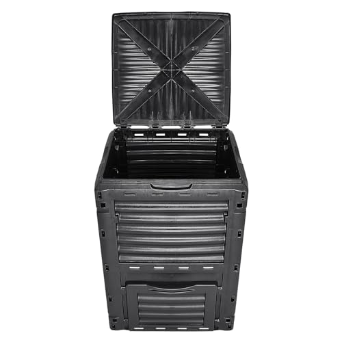 VEVOR Garden Compost Bin 80 Gal, BPA Free Composter, Large Capacity Outdoor Composting Bin with Top Lid and Bottom Door, Easy Assembling, Lightweight, Fast Creation of Fertile Soil - style: 80 Gallon