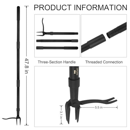 Weed Puller Tool - Stand Up Heavy Duty Weeding Tool with 47.8'' Long Handle, Foot Platform Design & 4-Claw Steel Head Design - Easily Remove Weeds Without Bending, Pulling, or Kneeling