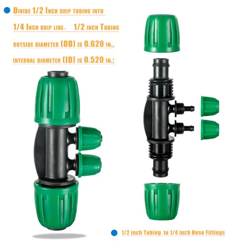 10 Pcs 1/2 to 1/4 inch Garden Hose Tubing Irrigation Fittings - size: 10 PCS 1/2" to 1/4" 4-Way Connectors