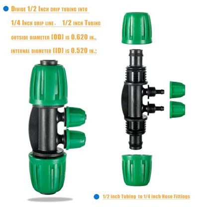 10 Pcs 1/2 to 1/4 inch Garden Hose Tubing Irrigation Fittings - size: 10 PCS 1/2" to 1/4" 4-Way Connectors