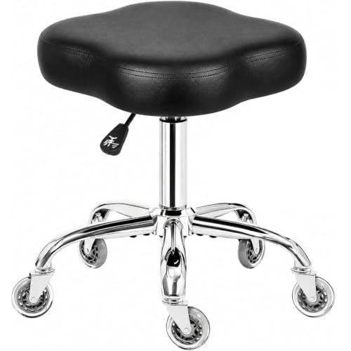 Heavy Duty Rolling Stool with Rubber Wheels, Ergonomic Seat, 450lb