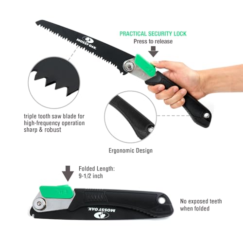 MOSSY OAK 3 in 1 Folding Saw, Pruning Hand Saw with Wood