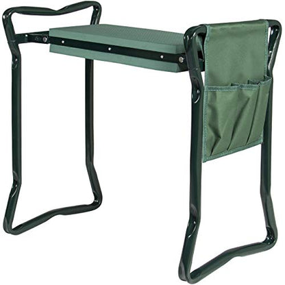 Best Choice Products Foldable Garden Kneeler and Seat With Bonus Tool Pouch Portable Stool EVA Pad