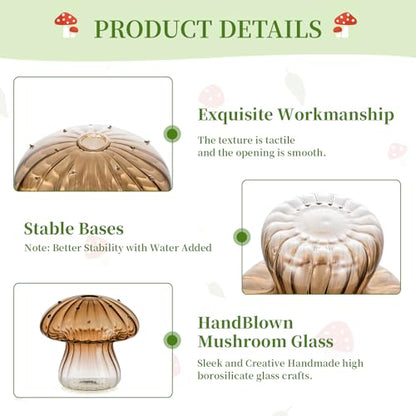 Glasseam Mushroom Glass Propagation Station, 5Pcs Amber Plant Terrarium Jar - color: Amber, size: 5
