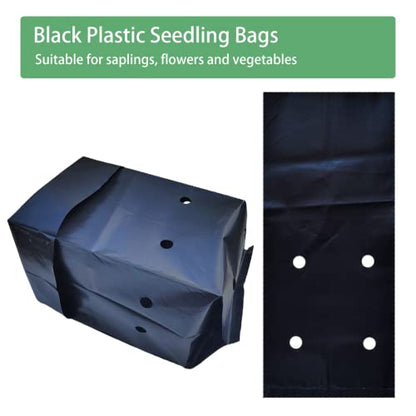 Belit Nursery Growing Bags, 100 Pcs Black Plastic Seedling Pots for Gardening Seed Plant Bags, Fruit Tree Seedling, Starting saplings(7"x8.7") - size: 7.0"x8.7"