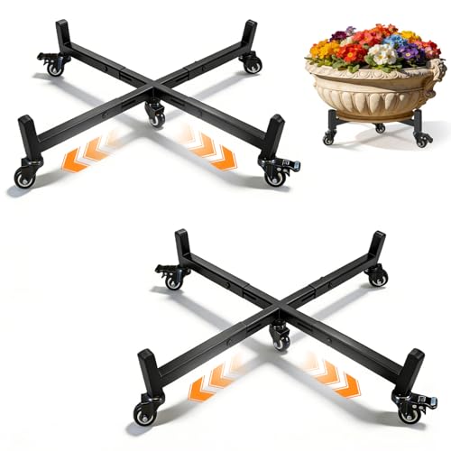 2 Pack Plant Caddy with Wheels, Adjustable 22" Rolling Plant Stand - size: 22" - 30" 2 Pack
