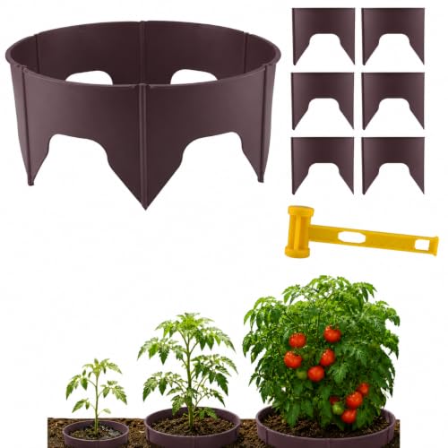 Evelyne 48 Pcs Adjustable Planting Grow Rings, Interlocking Garden Plant Rings, Spliceable Plant Circle Rings for Deep Watering, Soil Moisture Retention, Vegetables, Herbs, Flowers (48, Brown) - color: Brown