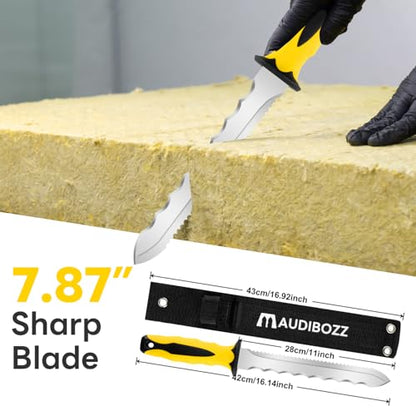 Insulating knife - sod knife, 7.87inch stainless steel blade, suitable for cutting insulating rock wool, Thermal insulation wool - color: Short Yellow