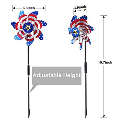 BATTIFE Preassembled Reflective Pinwheels for Yard, American Flag, 10 Pack - color: American Flags, size: 10 Pack