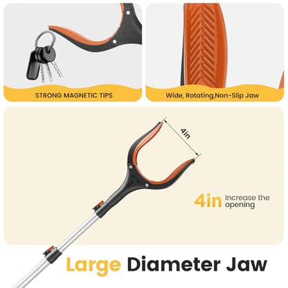 Telescopic Grabber Reacher Tool, 5-Level Adjustable (23" to 41") - Extendable Gripper and Reaching Tool, Heavy Duty Pick Up Stick Grabbers for Elderly, Surgery Recovery Must Haves (Orange) - color: Orange