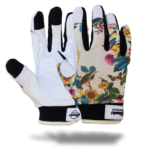 FARMER'S DEFENSE Leather Gloves | Thorn Proof & Puncture Resistant | Durable Grip, Breathable | Gardening, Landscaping, DIY (Garden Flower, Extra Large) - color: Garden Flower, size: X-Large